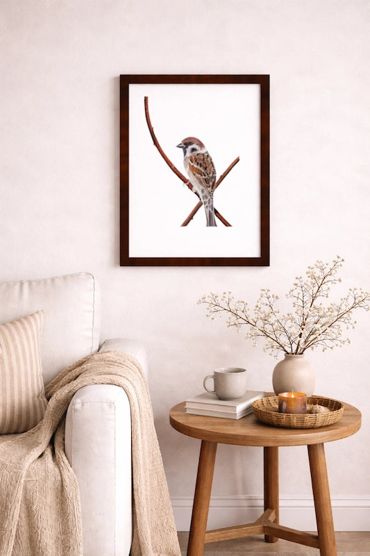 Spatz Kunstdruck gerahmt Wohnzimmer