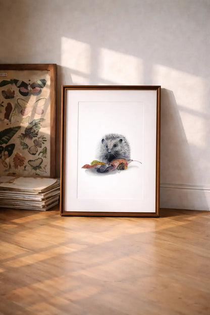 Igel Kunstdruck gerahmt in einem Atelier